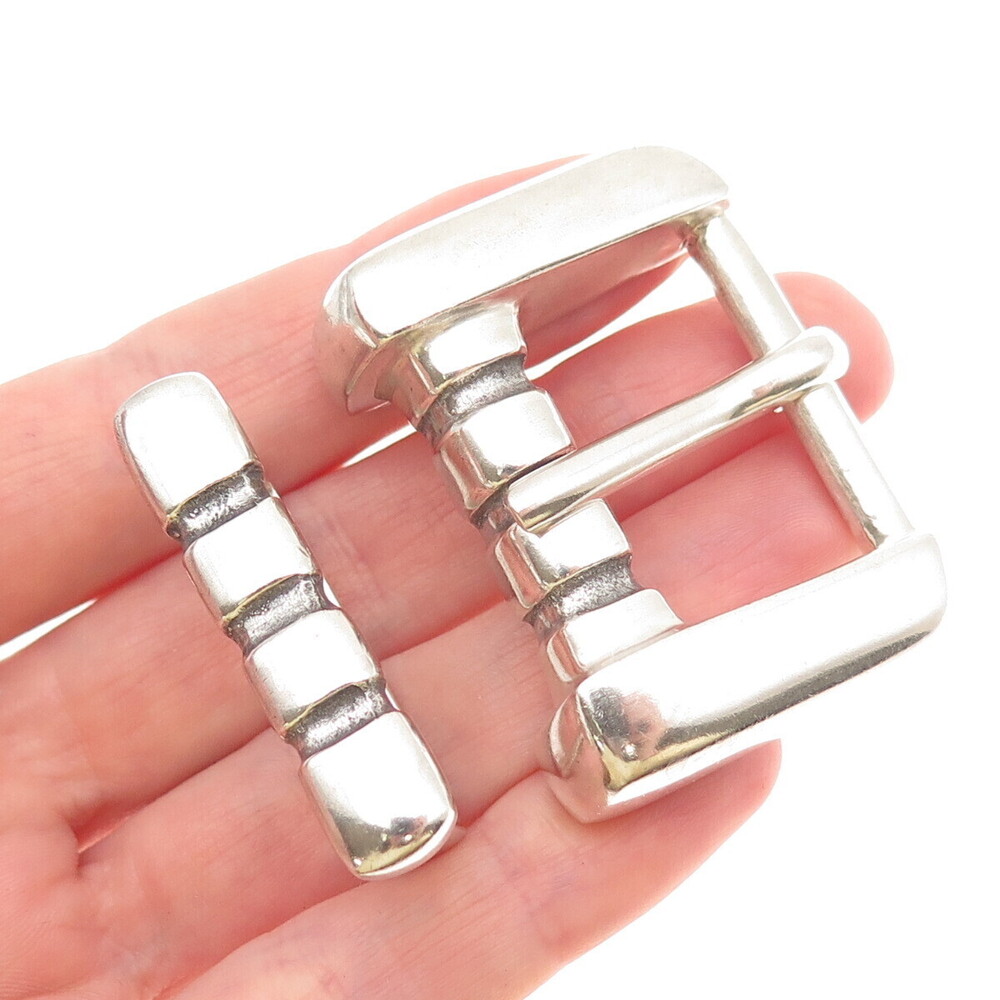 Lisa Jenks 925 Sterling Silver Vintage Modernist Belt Buckle & Loop